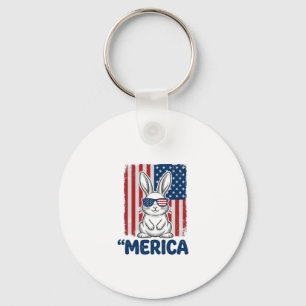 Vintage Merica Patriotisk Kanin Tröja Design_1 Nyckelring