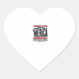 Vintage Merica Patriotisk Nedsliten Shirt Design_1 Hjärtformat Klistermärke