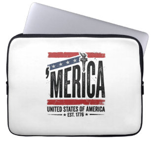 Vintage Merica Patriotisk Nedsliten Shirt Design_1 Laptop Fodral