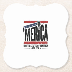 Vintage Merica Patriotisk Nedsliten Shirt Design_1 Underlägg Papper