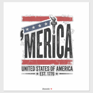 Vintage Merica Patriotisk Nedsliten T-Shirt Design Klistermärken