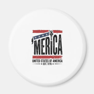 Vintage Merica Patriotisk Nedsliten T-Shirt Design Magnet