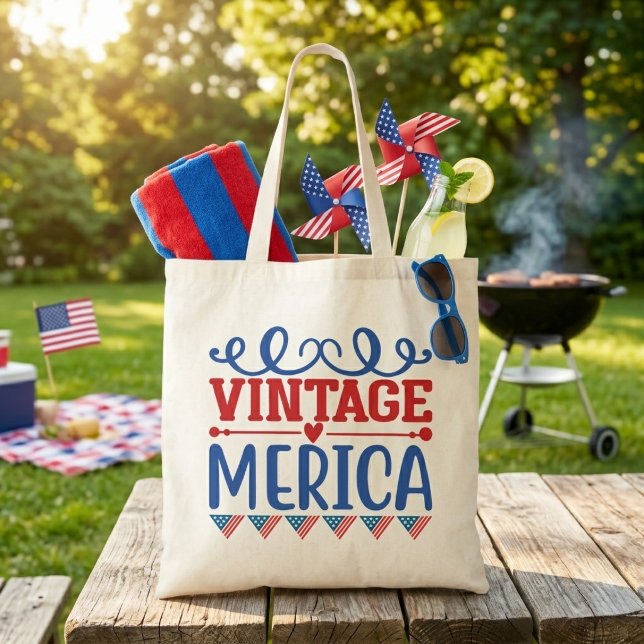 Vintage Merica Patriotisk Tygkasse (Vintage Merica Patriotic Tote Bag)