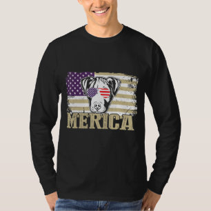 Vintage Merica Pitbull 4:e juli USA Fl T Shirt