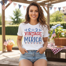 Vintage Merica Red White och Blue Patriotic T Shirt
