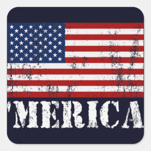 Vintage 'MERICA U.S. Flagga Stickers' Fyrkantigt Klistermärke