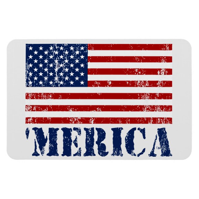 Vintage 'MERICA US Flagga Patriotic Premium Magnet (Horisontell)