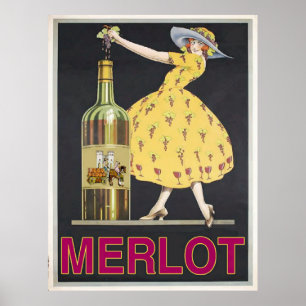 Vintage Merlot Vin Maid Poster