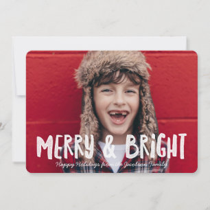 Vintage Merry & Bright Helgdag Photo Card Julkort