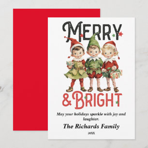 Vintage Merry & Bright julklappar Julkort