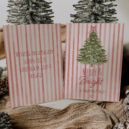 Vintage Merry & Bright Red Rand Julgran Julkort