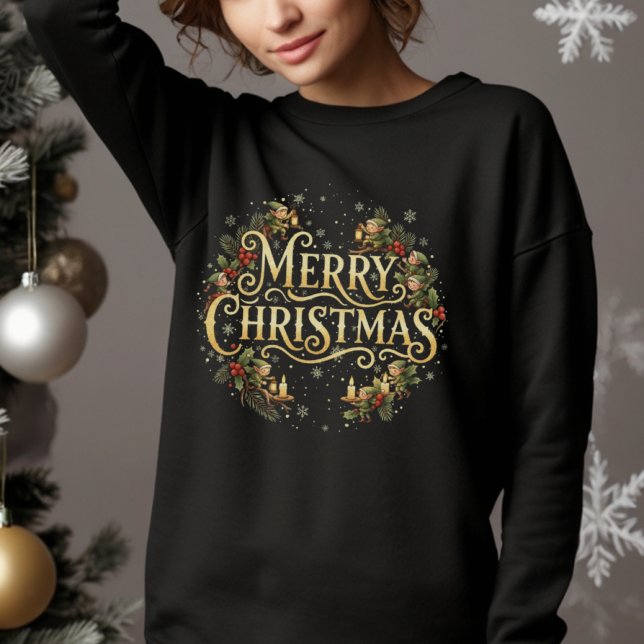 Vintage Merry Christmas-älgkrona – Högtidsdesign T Shirt (Skapare uppladdad)
