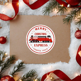 Vintage Merry Christmas Express Train | North Pole Runt Klistermärke