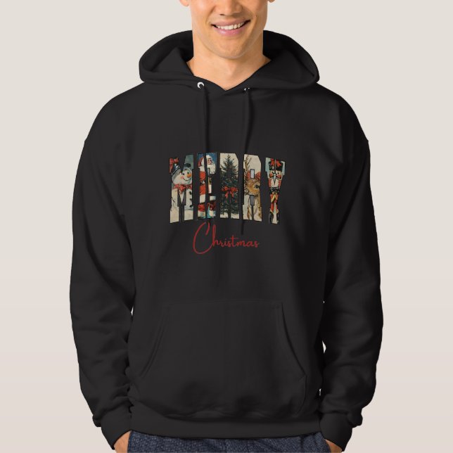 Vintage Merry Christmas Hoodie (Framsida)