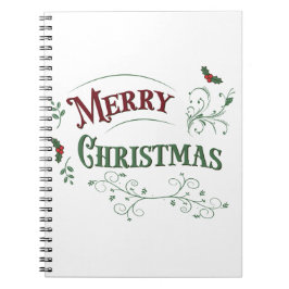 Vintage Merry Christmas Typografi Anteckningsbok