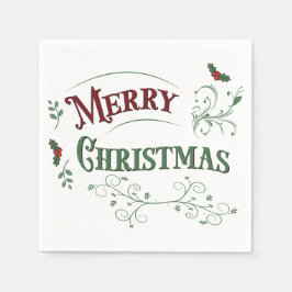 Vintage Merry Christmas-typografi Pappersservett