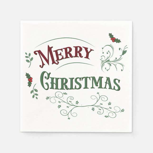 Vintage Merry Christmas-typografi Pappersservett (Framsidan)