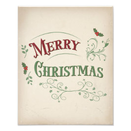 Vintage Merry Christmas Typography Fototryck