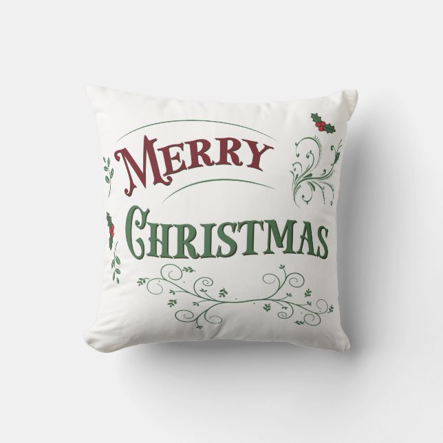 Vintage Merry Christmas Typography Kudde (Framsida)