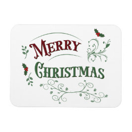Vintage Merry Christmas Typography Magnet