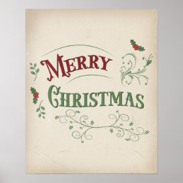 Vintage Merry Christmas Typography Poster