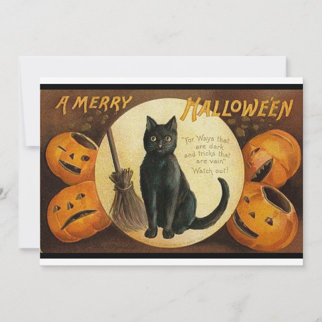 Vintage Merry Halloween-inbjudan Inbjudningar (Framsida)