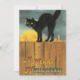 Vintage Merry Halloween Katt av Ellen Clapsaddle P Inbjudningar