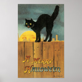 Vintage Merry Halloween Katt av Ellen Clapsaddle Poster