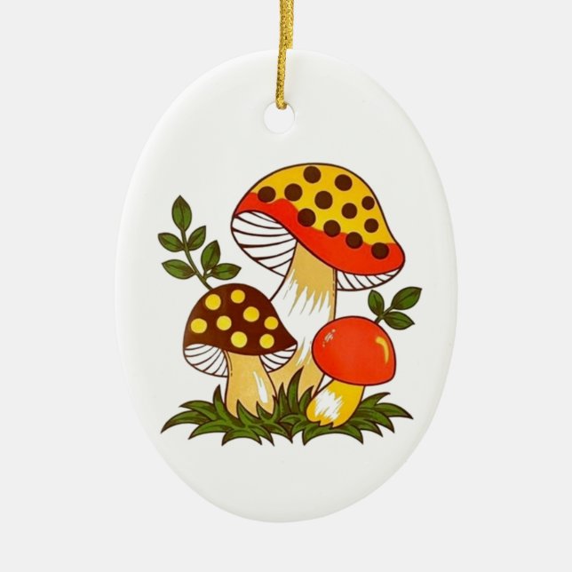 Vintage Merry Mushroom Julgransprydnad Keramik (Framsidan)