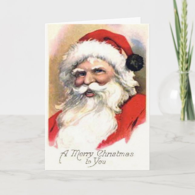 Vintage Merry Old Santa Card Helgkort (Framsida)