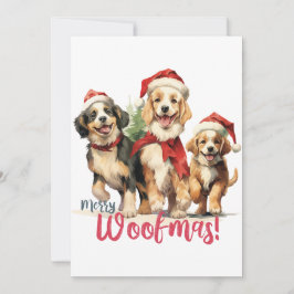 Vintage Merry Woofmas Puppy Design Cute Pet Hundar Julkort