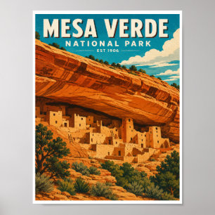 Vintage Mesa Verde National Park Resa Poster