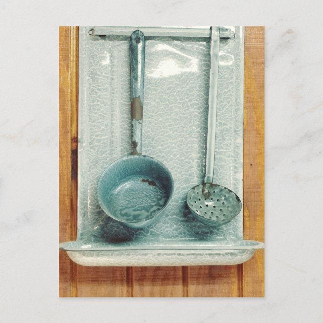 Vintage Metall Ladles Land Kitchen Vykort (Framsida)