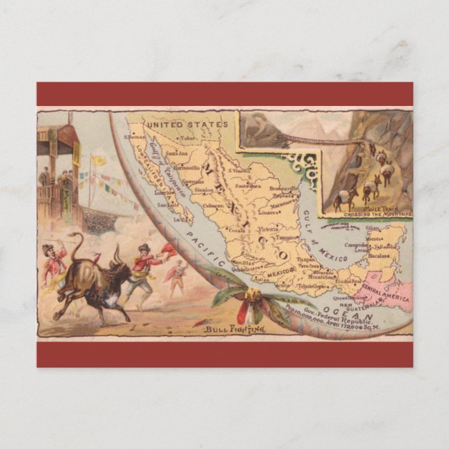 Vintage Mexico Map Vykort (Framsida)