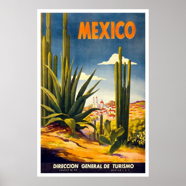 Vintage Mexico Travel Advertisement Poster (Framsidan)