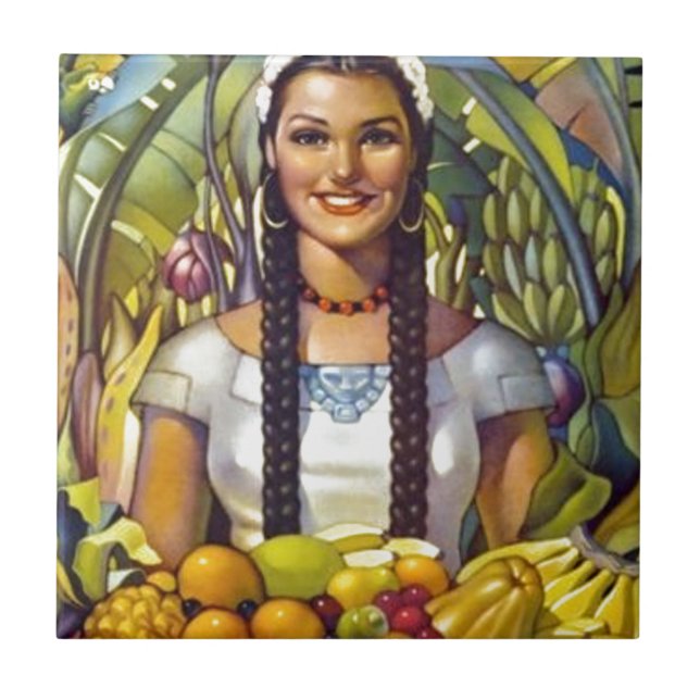 Vintage Mexico Travel Tourism Advertisement Kakelplatta (Framsidan)