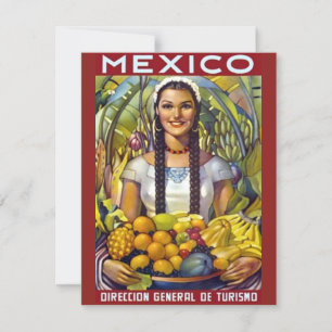 Vintage Mexico Travel Tourism Advertisement Kort