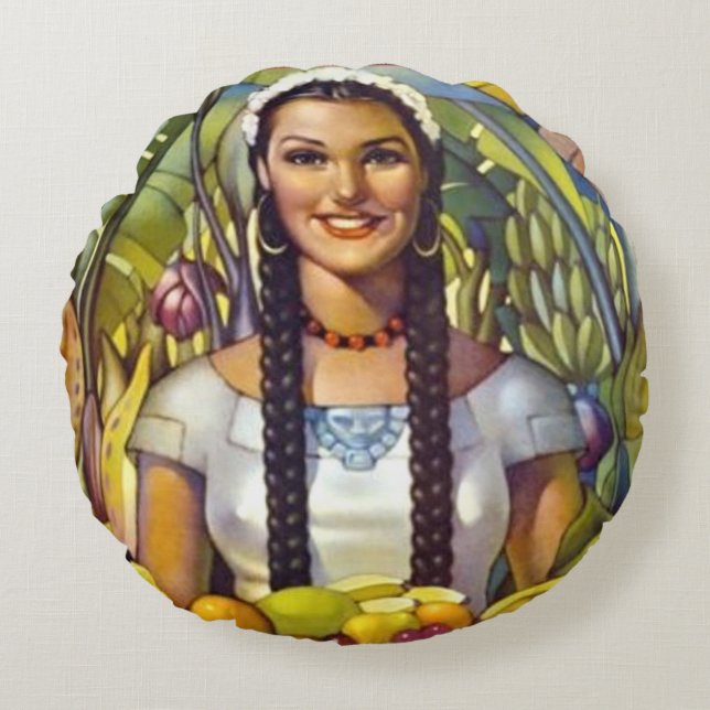 Vintage Mexico Travel Tourism Advertisement Rund Kudde (Framsidan)