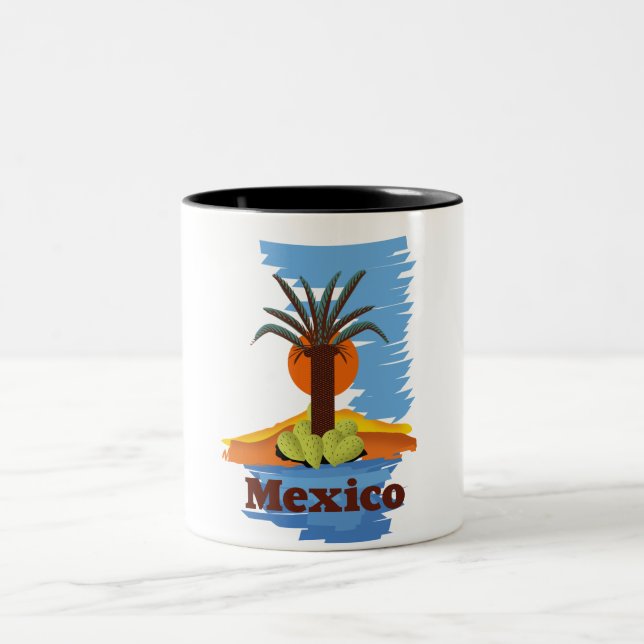 Vintage mexikansk Palmserie Två-Tonad Mugg (Center)