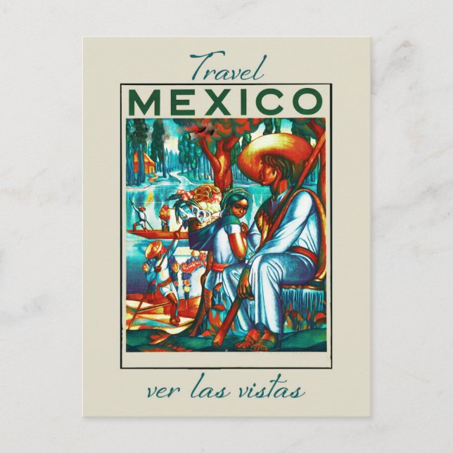Vintage Mexikanska turistresor Vykort (Framsida)