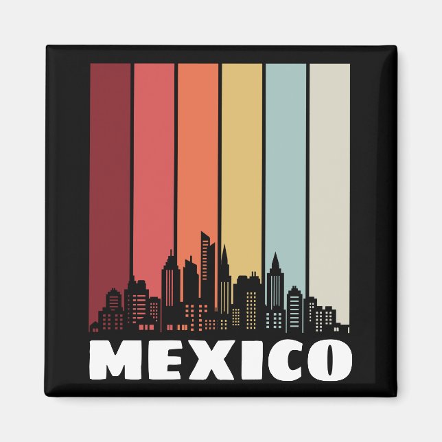 Vintage Mexiko CDMX Cityscape Retro Sunset Magnet (Framsidan)