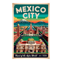 Vintage Mexiko City Illustration Retro Resa