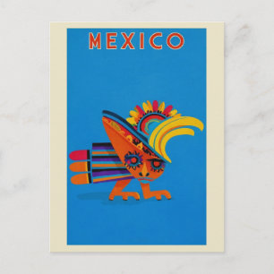 Vintage Mexiko Färgglad Fågel Resa Vykort