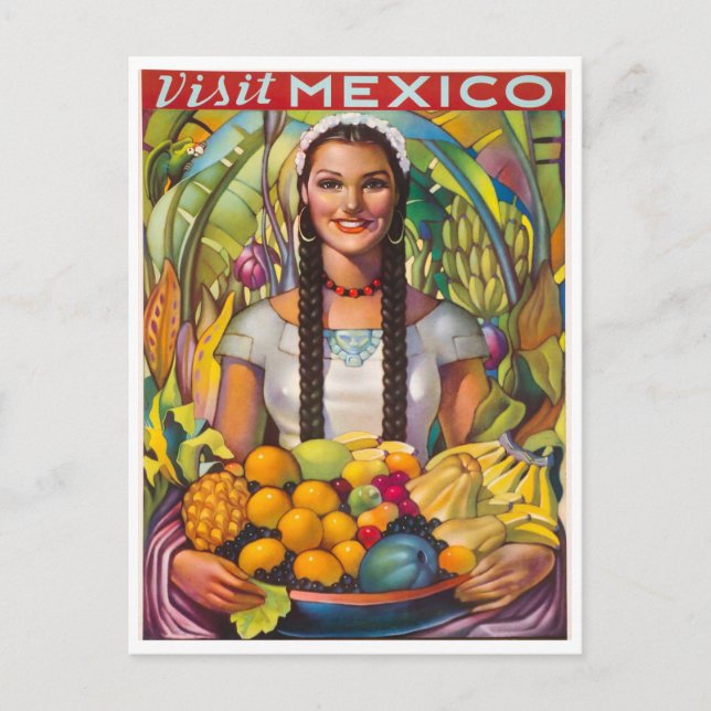 Vintage Mexiko Fruit Travel Vykort (Framsida)