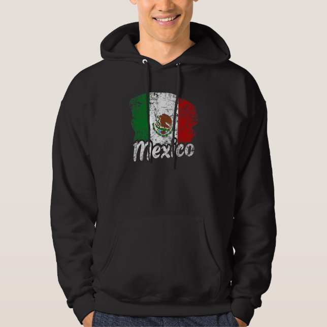 Vintage Mexiko Mexikanska Flagga Pride Hoodie (Framsida)