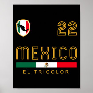 Vintage Mexiko Tröja Fotboll Flagga Fan Present  Poster