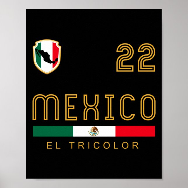 Vintage Mexiko Tröja Fotboll Flagga Fan Present  Poster (Framsidan)