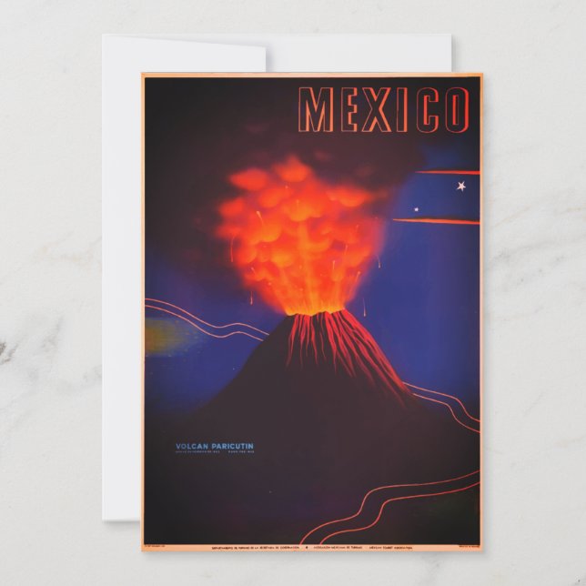 Vintage Mexiko Volcano Kort (Framsida)