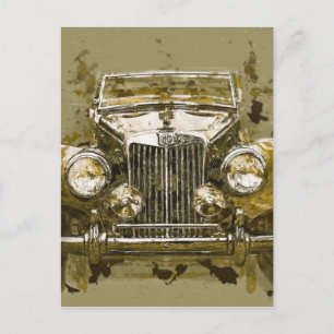 Vintage MG-sportbil Vykort