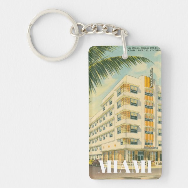Vintage Miami Art Deco Keychain Nyckelring (Framsidan)